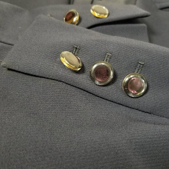 Escada eyelet collar blazer navy size 38 scalloped - Picture 10 of 11